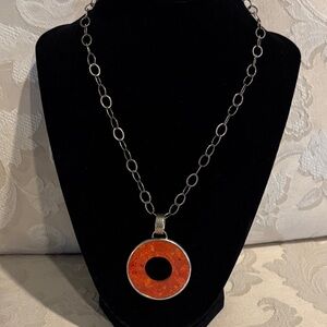 Silpada 925 Silver Chain with Coral Pendant